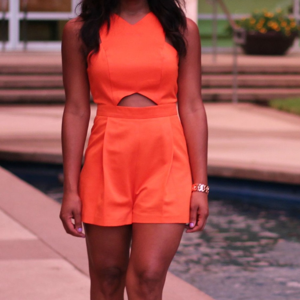 Orange Cut-Out Romper